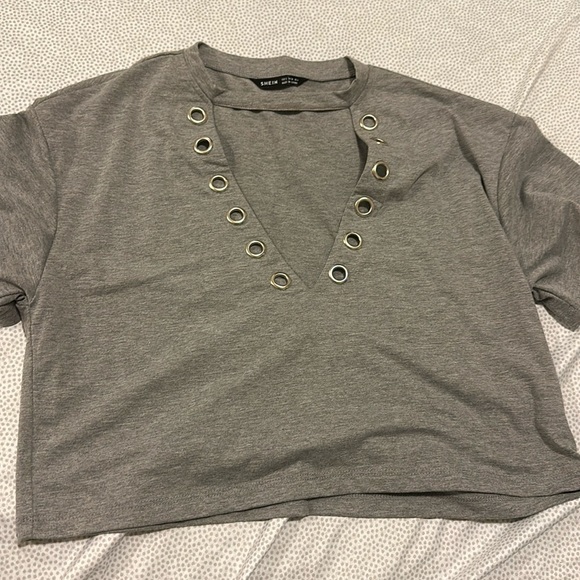 T shirt, grey, buttons - Picture 1 of 1
